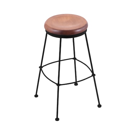Holland Bar Stool Co 30" Stationary Bar Stool, Black Wrinkle, Med Maple Seat 303030BWMedMpl